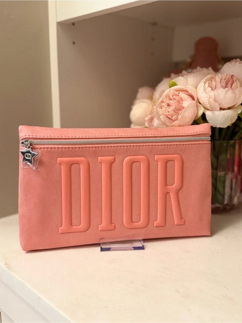 Made for DIOR beauty GWP Pink Logo Large Zip Pouch